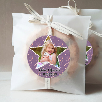 Mor Yıldız Çerçeve Temalı Resimli Sticker