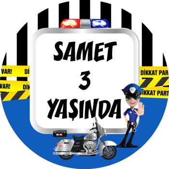 Motorlu Polis Temalı Akrilik Daire Magnet