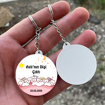 Mutlu Dişler Temalı Daire Plastik Anahtarlık