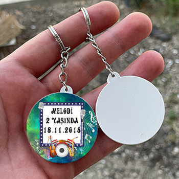 Müzik 2 Temalı Daire Plastik Anahtarlık