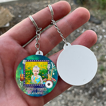 Müzik 2 Temalı Resimli Daire Plastik Anahtarlık