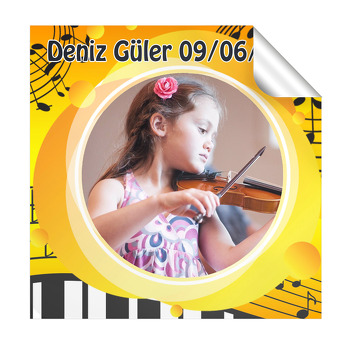 Müzik Temalı Kare Etikett