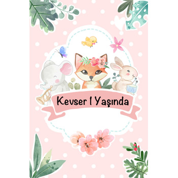 Müzisyen Tilki ve Arkadaşları Mavi Fon Temalı Doğum Günü Magnet