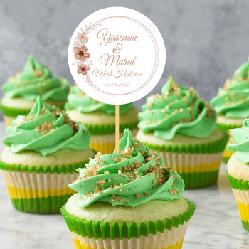 Natural Kahverengi Kır Çiçeği Temalı Parti Kürdan Süs