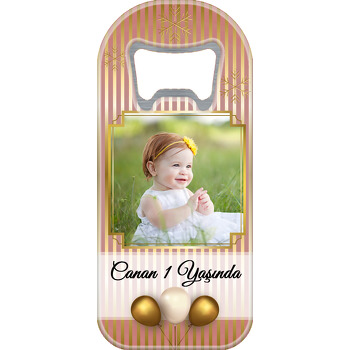 Natural Ton ve Gold Çizgiler ile Gold Balonlar Temalı Uzun Magnet Açacak