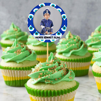 Nazar Boncuğu Fonda Gümüş Çerçeve Temalı Parti Kürdan Süs