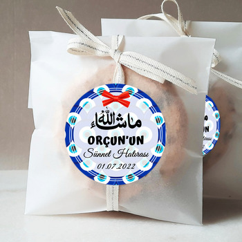 Nazar Boncuğu Fonda Kırmızı Kurdeleli Sünnet Temalı Sticker