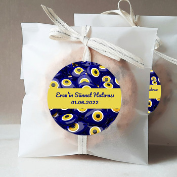 Nazar Boncuğu Fonda Sarı Şerit Temalı Sticker