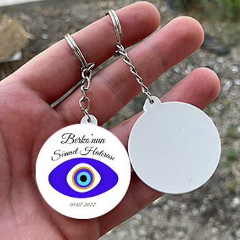 Nazar Boncuğu Göz Temalı Daire Plastik Anahtarlık