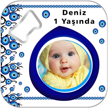 Nazar Boncuğu Temalı Kare Magnet Açacak