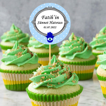 Nazar Boncuğu ve Mavi Puantiye Fon Temalı Parti Kürdan Süs