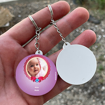 Nazar Boncuk 13 Temalı  Bebek Daire Plastik Anahtarlık