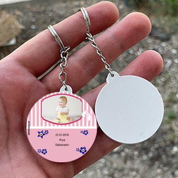 Nazar Boncuk 3 Temalı Bebek Daire Plastik Anahtarlık