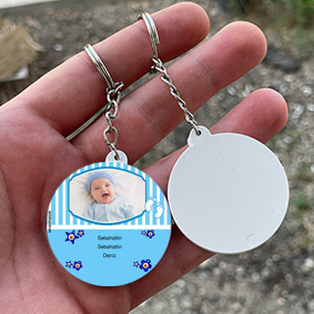 Nazar Boncuk 4 Temalı Bebek Daire Plastik Anahtarlık