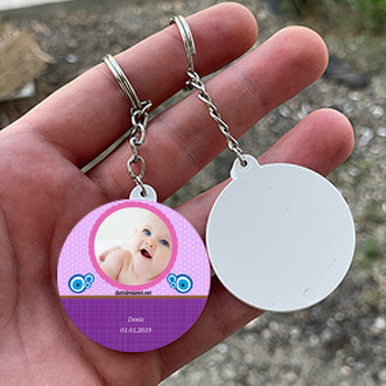 Nazar boncuk 6 Temalı Bebek Daire Plastik Anahtarlık