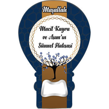 Nazar Boncuklu Ağaç Temalı Balon Ahşap Magnet 