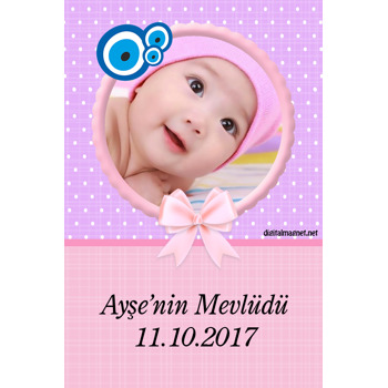 Nazar Boncuklu Kız Bebek Mevlid  Magneti