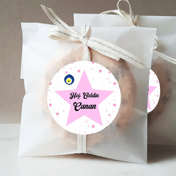 Nazar Boncuklu Pembe Yıldız Temalı Sticker