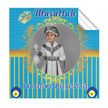 Nazar Boncuklu Sünnet Temalı Kare Etiket