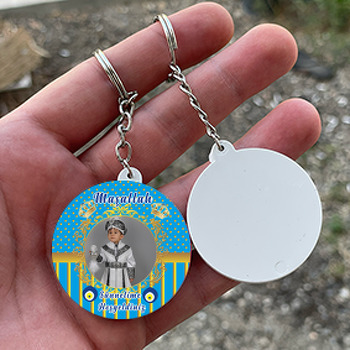 Nazar Boncuklu Sünnet Temalı Resimli Daire Plastik Anahtarlık