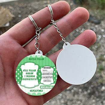 Nazar Duası 1 Temalı Daire Plastik Anahtarlık