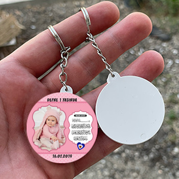 Nazar Duası 3 Temalı Resimli Daire Plastik Anahtarlık