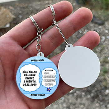 Nazar Duası 4 Temalı Daire Plastik Anahtarlık