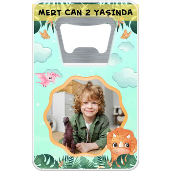 Neşeli Dinozorlar Temalı Dikdörtgen Magnet Açacak