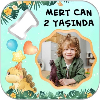 Neşeli Dinozorlar Temalı Kare Magnet Açacak