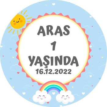 Neşeli Gökkuşağı Temalı Akrilik Daire Magnet
