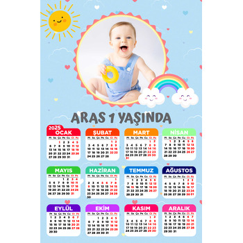 Neşeli Gökkuşağı Temalı Takvim Magnet