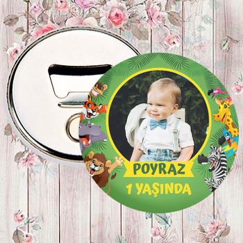 Neşeli Hayvanlar ile Yeşil Yapraklar Temalı Magnet Açacak