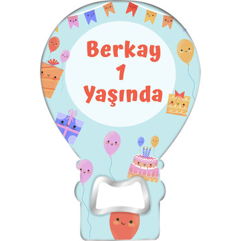Neşeli Hediye Paketi ile Balon Temalı Balon Ahşap Magnet 
