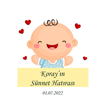 Neşeli Kalpli Bebek ile Sünnet Temalı Akrilik Daire Magnet