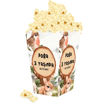 Neşeli Orman Hayvanları Temalı Parti Popcorn Kutusu