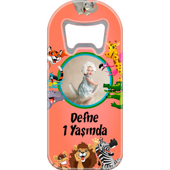 Neşeli Orman Hayvanları Yavruağzı Fon Temalı Uzun Magnet Açacak