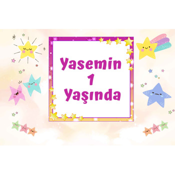 Neşeli Yıldız Temalı Doğum Günü Afiş