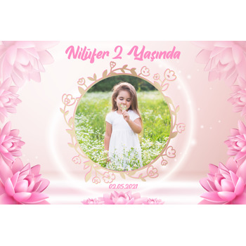 Nilüfer Temalı Doğum Günü Afiş