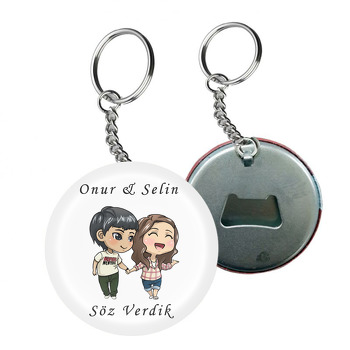 Nişan Siyah Beyaz Temalı Arkası Açacak Anahtarlık