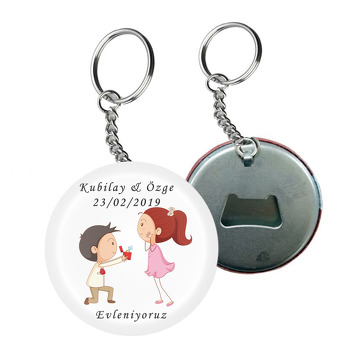 Nişan Temalı Arkası Açacak Anahtarlık