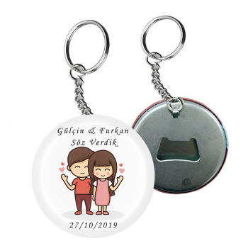 Nişan Temalı Arkası Açacak Anahtarlık