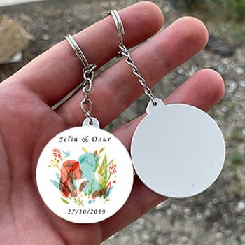 Nişan Temalı Daire Plastik Anahtarlık