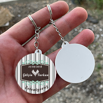 Nişan ve Evlilik Temalı Daire Plastik Anahtarlık