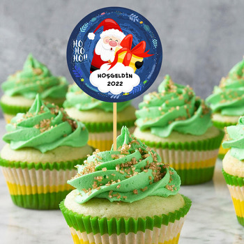 Noel Baba ile Hediye Paketi Temalı Parti Kürdan Süs