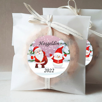 Noel Baba ile Pembe Karlar Temalı Sticker