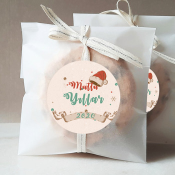 Noel Şapkalı Yeni Yıl Temalı Sticker