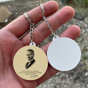 Nostalji Atatürk Temalı Daire Plastik Anahtarlık
