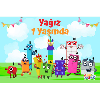 Number Block Temalı Doğum Günü Afiş