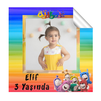 Oddbods Temalı Doğum Günü Kare Etiket