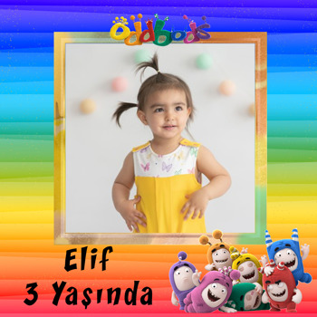 Oddbods Temalı Doğum Günü Kare Parti Afiş